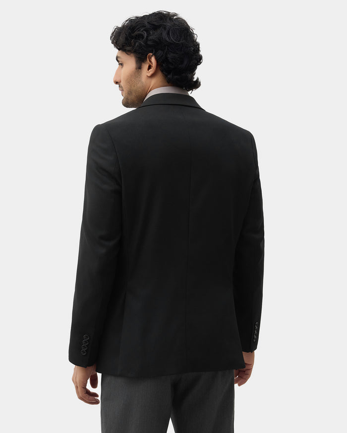 Black Textured Blazer - Sazam