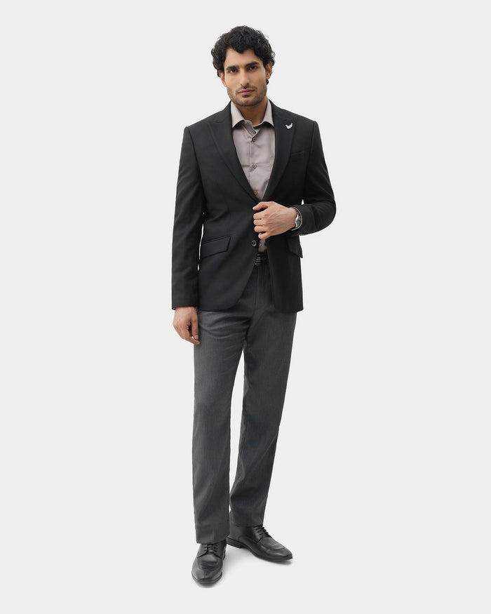 Black Textured Blazer - Sazam