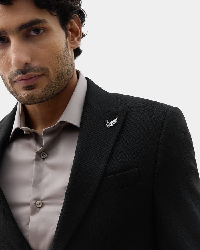 Black Textured Blazer - Sazam