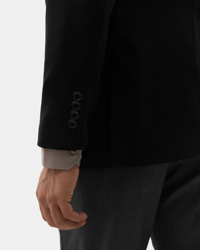 Black Textured Blazer - Sazam
