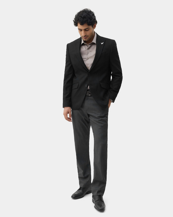 Black Textured Blazer - Sazam