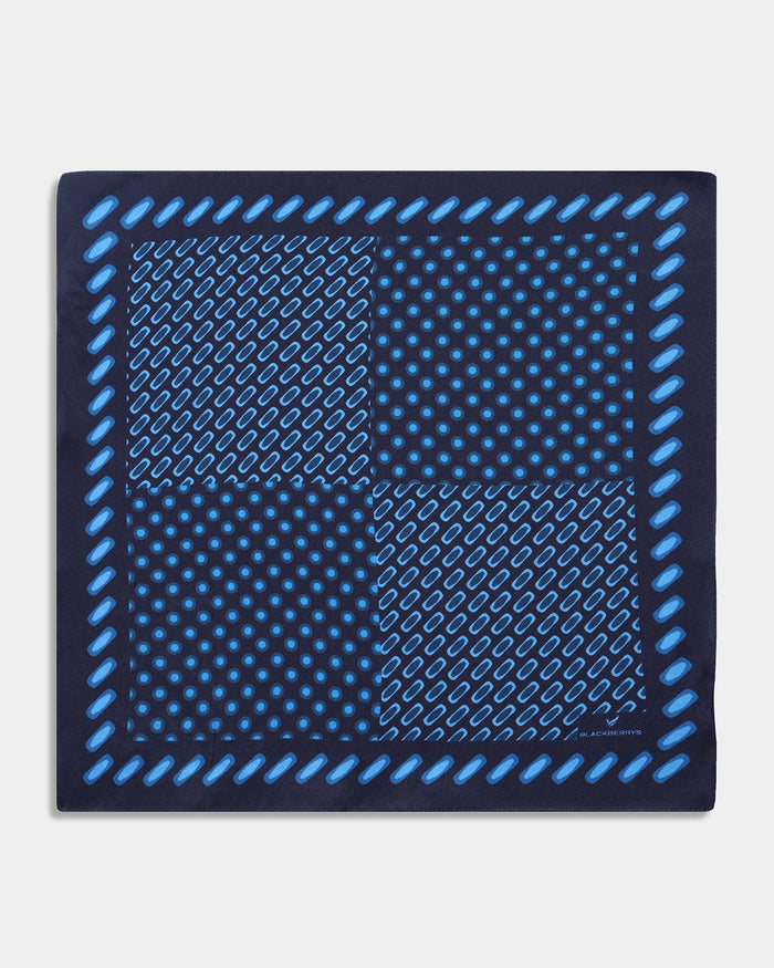 Blue Printed 100% Silk Pocket Square - Ada