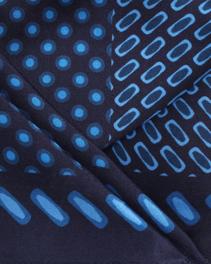 Blue Printed 100% Silk Pocket Square - Ada