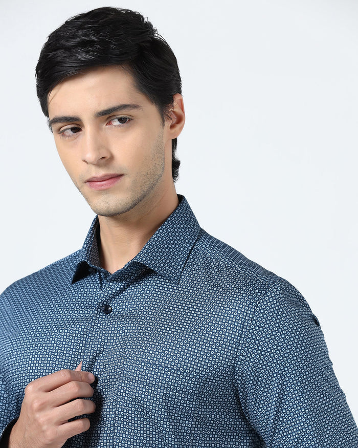 Blue Printed Shirt - Serote