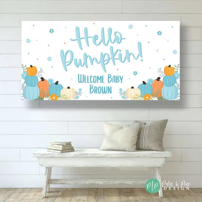 Blue Pumpkin Baby Shower Banner