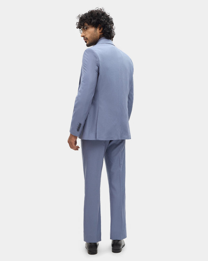 Blue Three Piece Textured Suit - Tristan