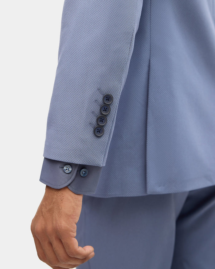 Blue Three Piece Textured Suit - Tristan