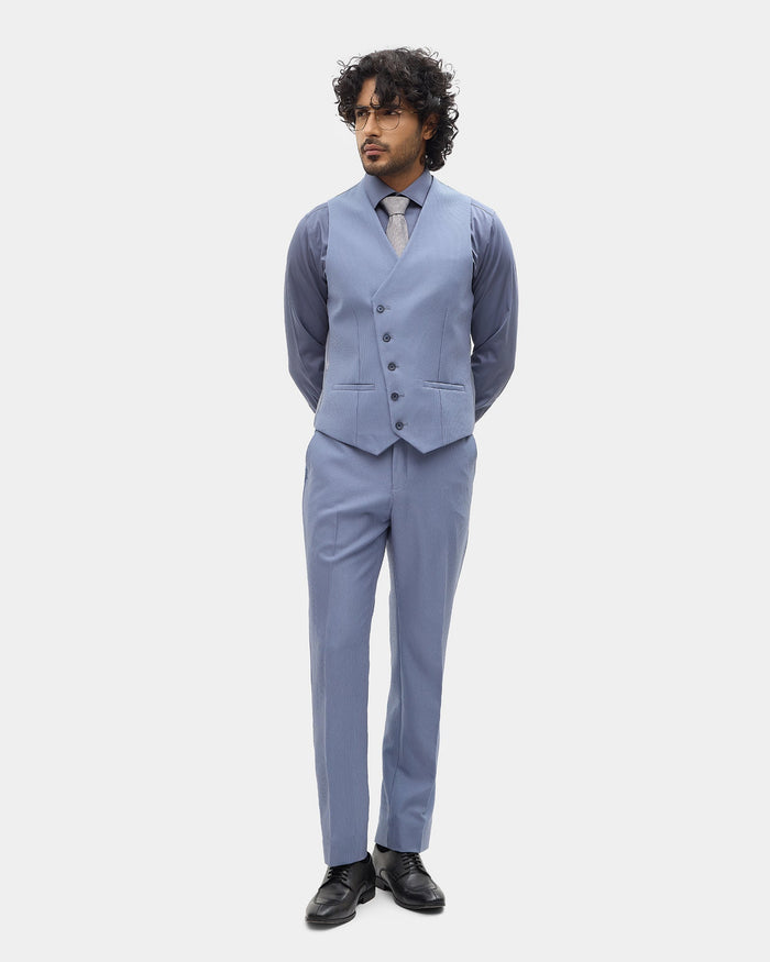 Blue Three Piece Textured Suit - Tristan