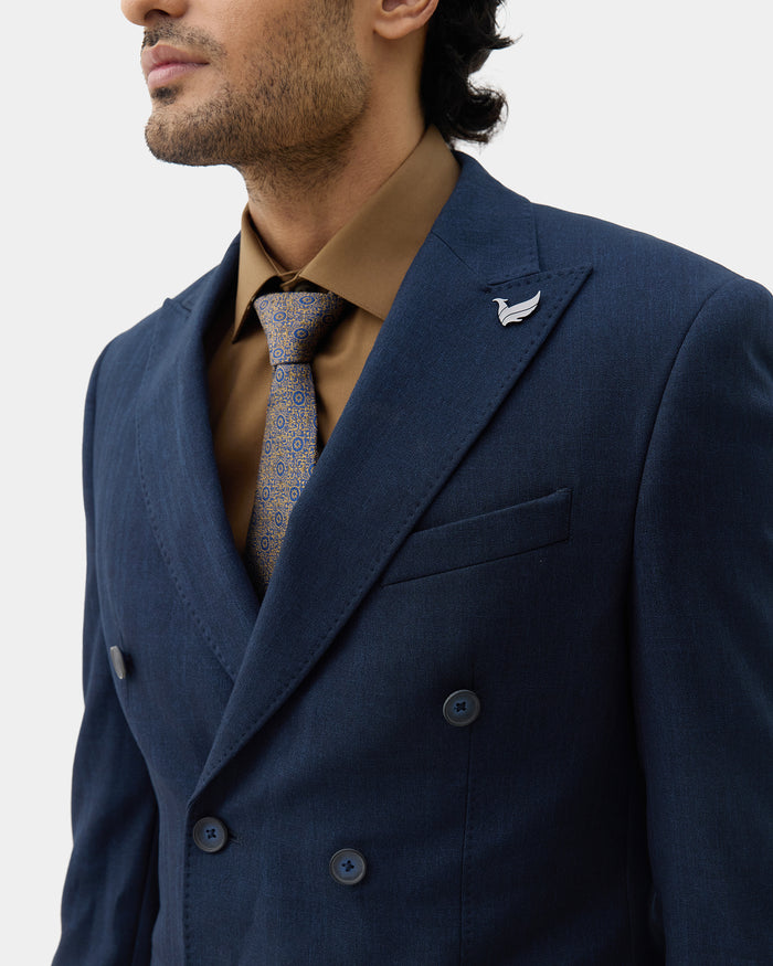 Blue Two Piece Textured Suit - Fenzo