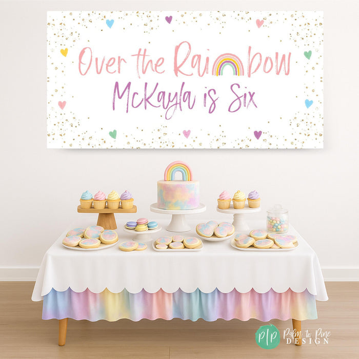 Over the Rainbow Birthday Party Decorations in Pastel Watercolors