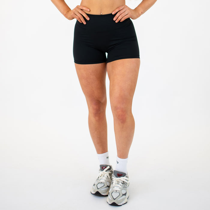 Black Boost Short 4" - No Front Seam - High Rise by FLEO - 1