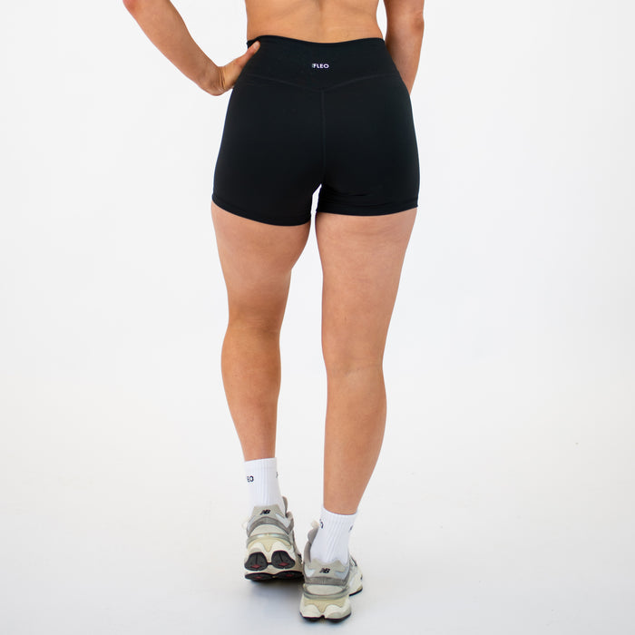 Black Boost Short 4" - No Front Seam - High Rise by FLEO - 6