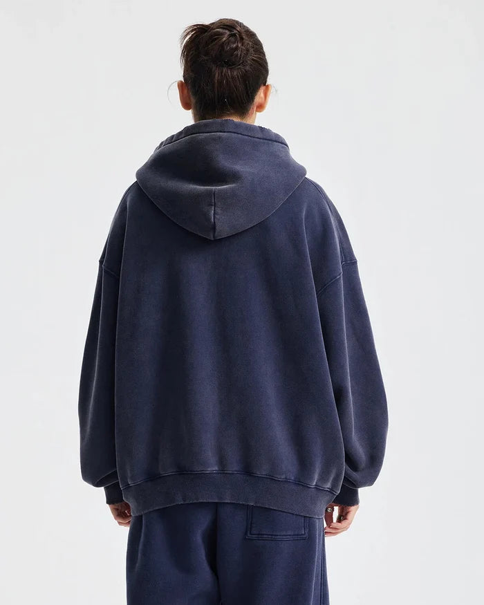 Boxy Fit Acid Washed Fleece Zip Up Hoodies | Inflation Streetwear