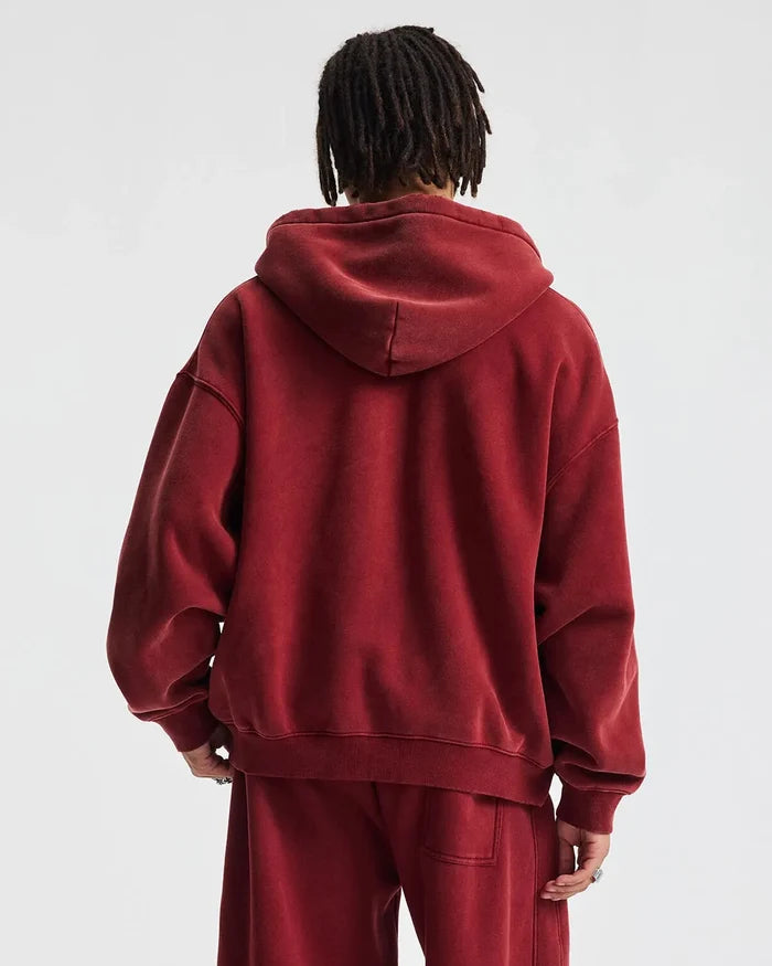 Boxy Fit Acid Washed Fleece Zip Up Hoodies | Inflation Streetwear