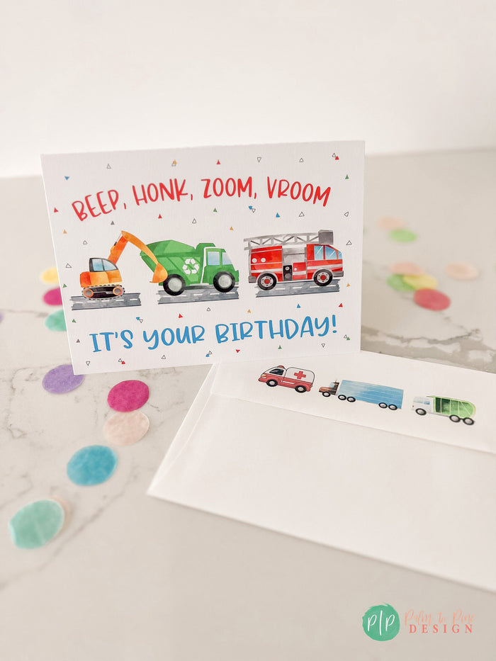 Boys Transportation Happy Birthday Card