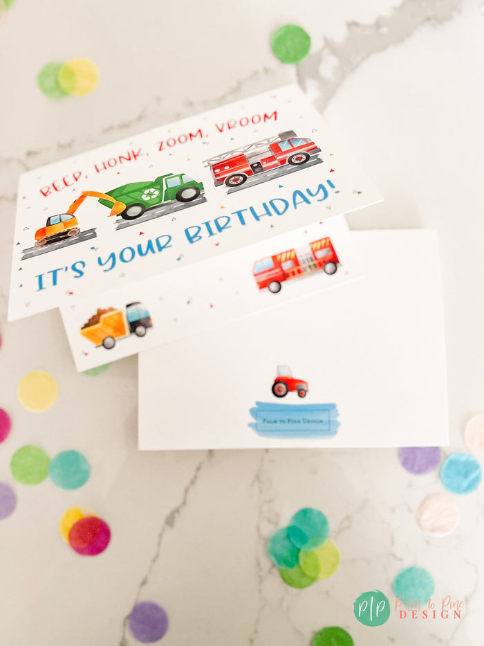 Boys Transportation Happy Birthday Card