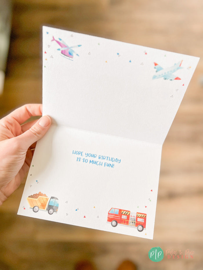 Boys Transportation Happy Birthday Card