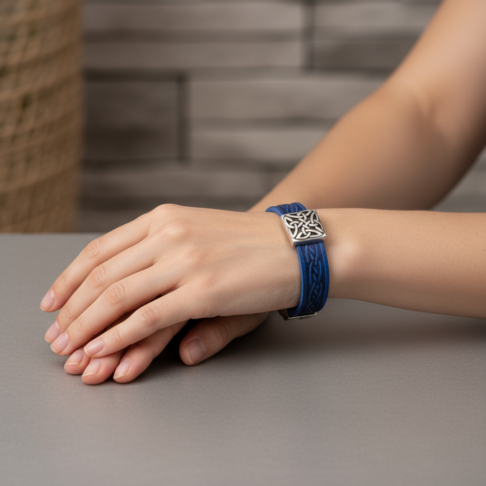 Braden Blue Celtic Cuff Leather Bracelet