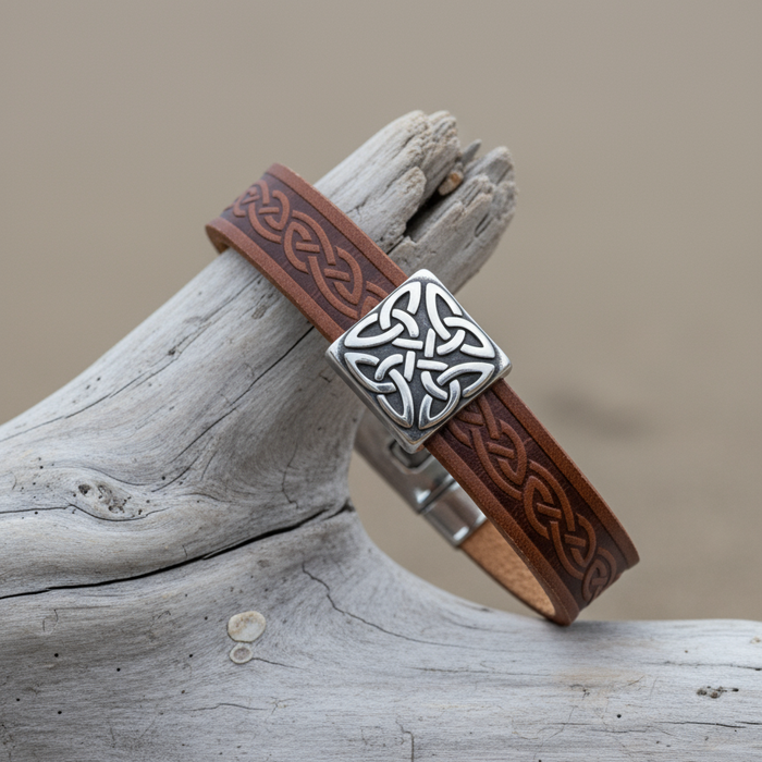 Braden Brown Celtic Cuff Leather Bracelet
