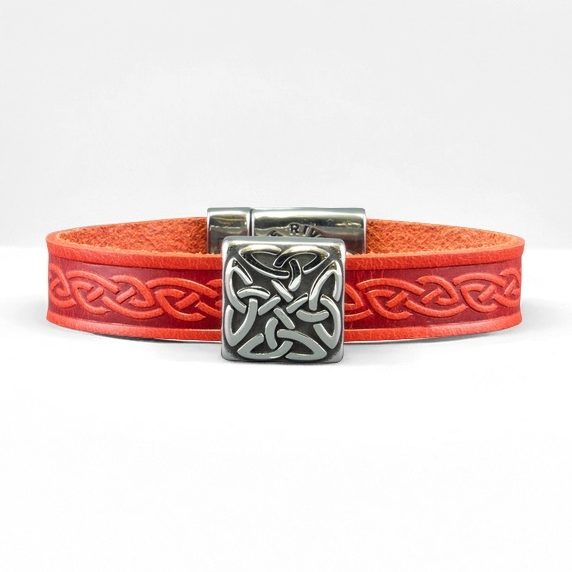Braden Red Celtic Cuff Leather Bracelet