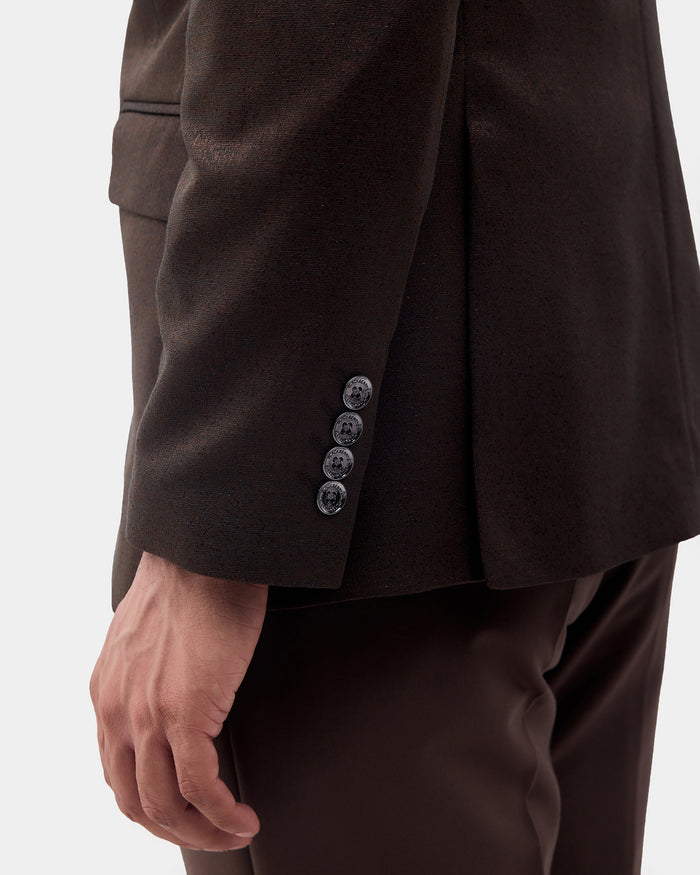Brown Jacquard Blazer - Dereko