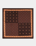 Brown Printed 100% Silk Pocket Square - Angus