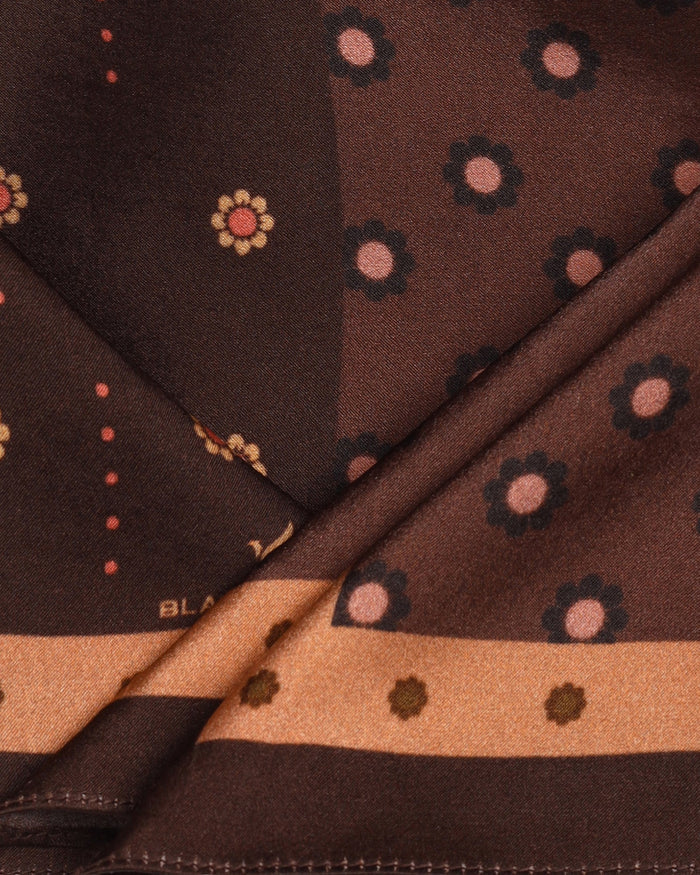 Brown Printed 100% Silk Pocket Square - Angus