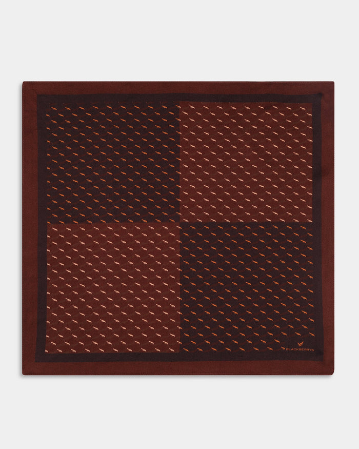 Brown Printed 100% Silk Pocket Square - Ashen