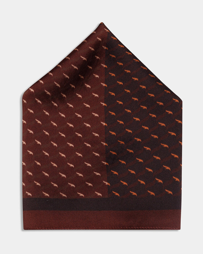 Brown Printed 100% Silk Pocket Square - Ashen