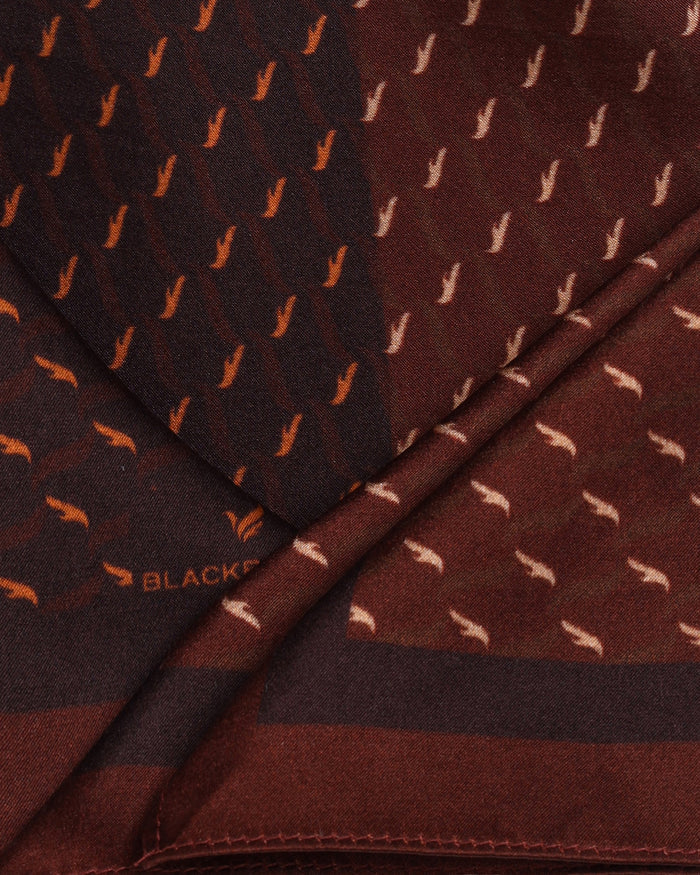 Brown Printed 100% Silk Pocket Square - Ashen