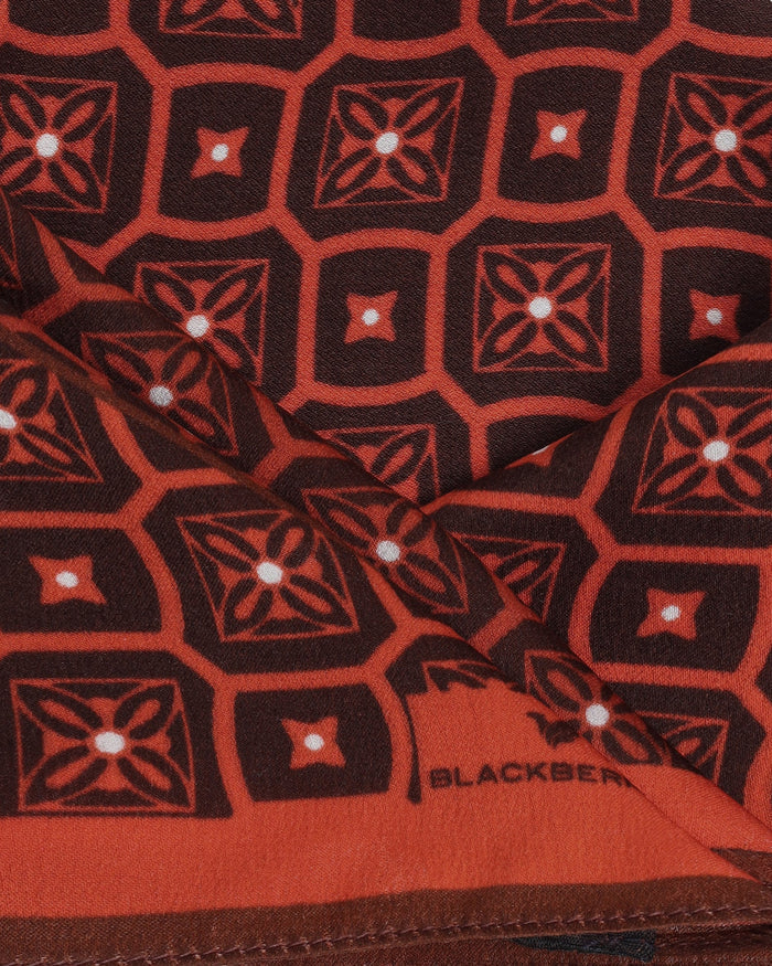 Brown Printed 100% Silk Pocket Square - Avant