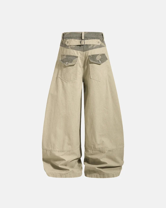 Camo Patchwork Barrel Pants | Inflation Streetwear