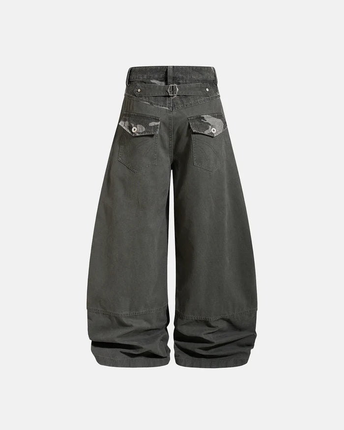 Camo Patchwork Barrel Pants | Inflation Streetwear