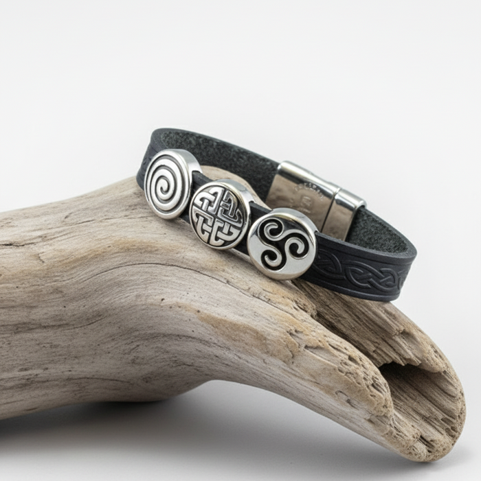 Celtic Leather Aoife Black Cuff Bracelet