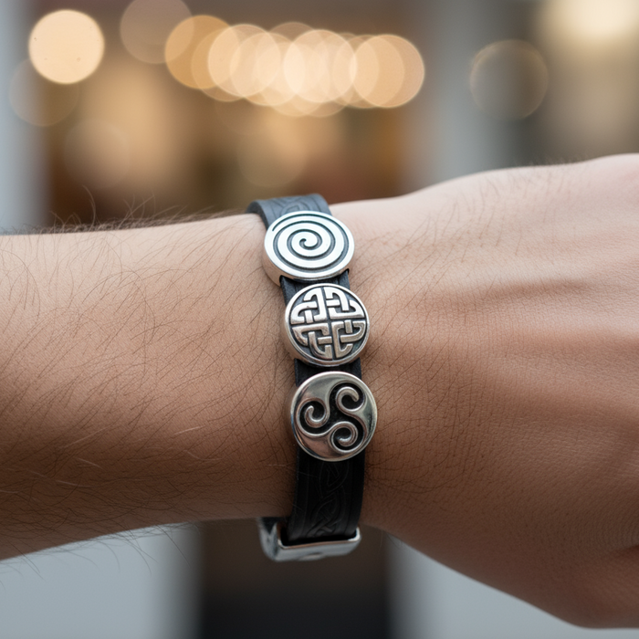 Celtic Leather Aoife Black Cuff Bracelet