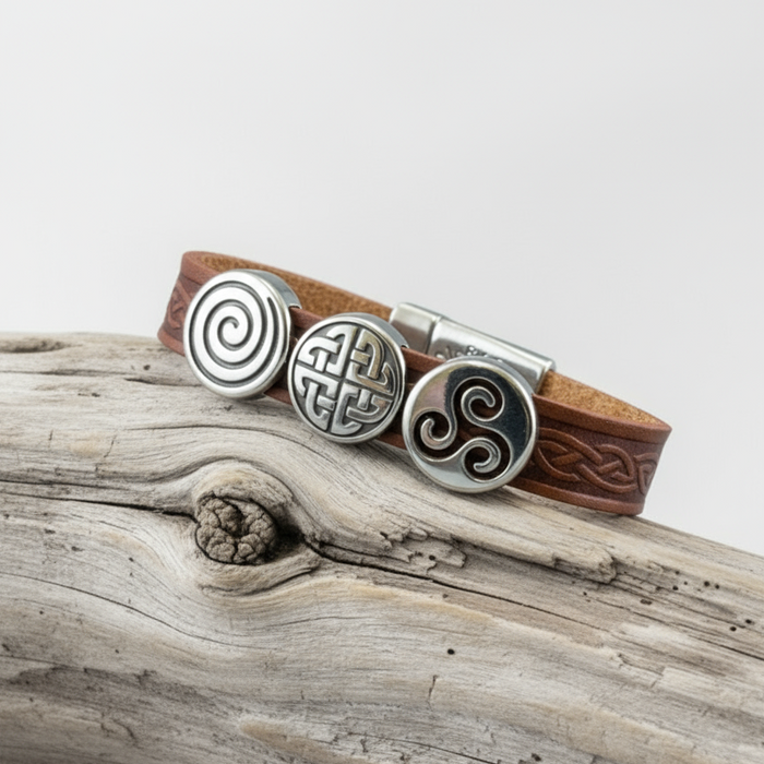 Celtic Leather Brown Aoife Cuff Bracelet