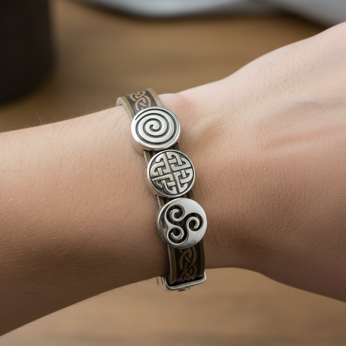 Celtic Leather Green Aoife Cuff Bracelet