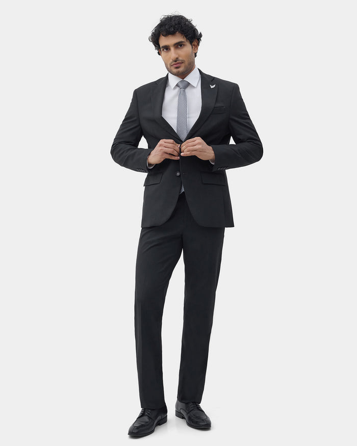 Charcoal Grey Two Piece Solid Suit - Overon