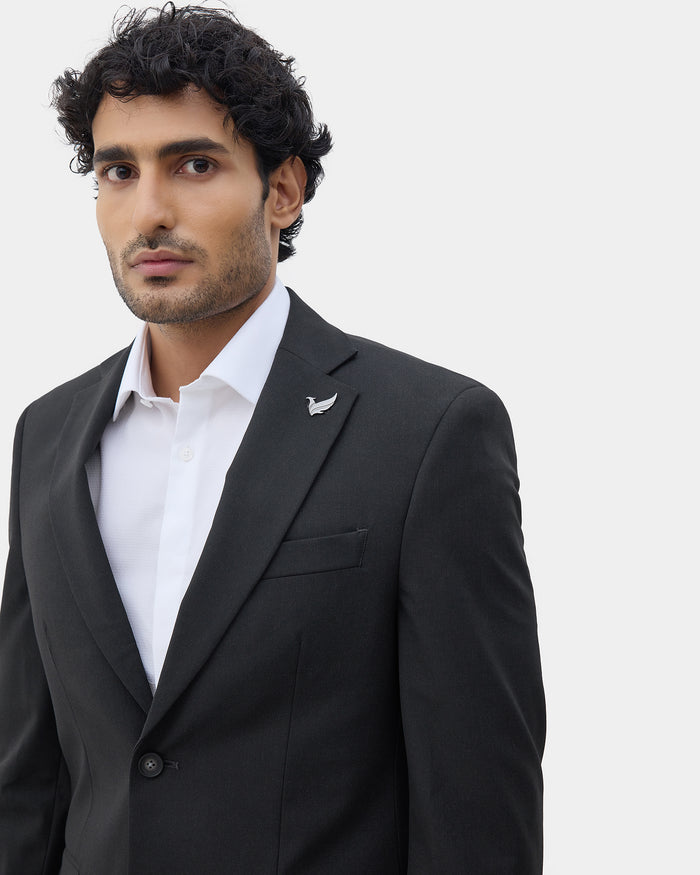 Charcoal Grey Two Piece Solid Suit - Overon