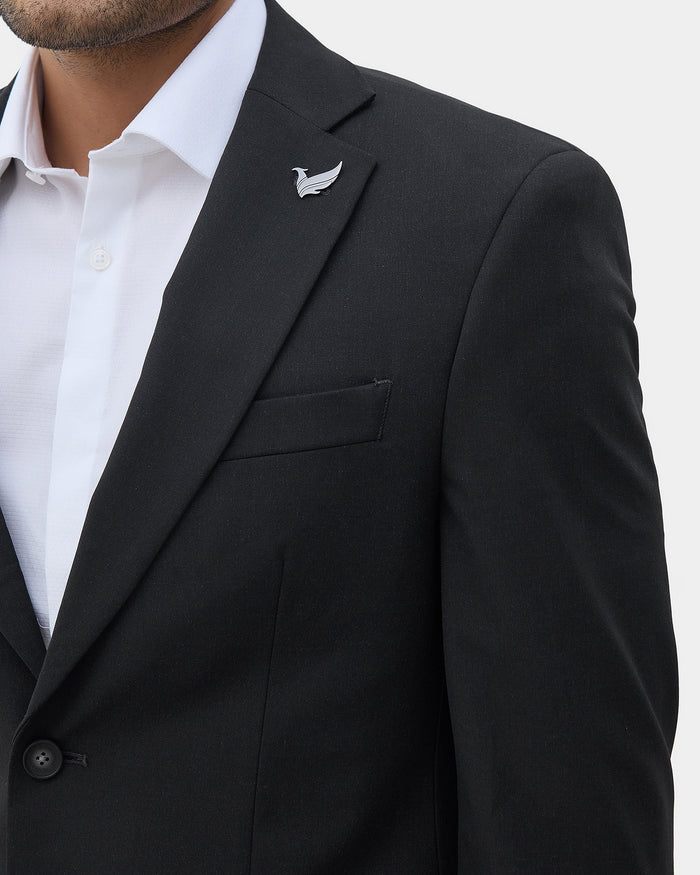 Charcoal Grey Two Piece Solid Suit - Overon