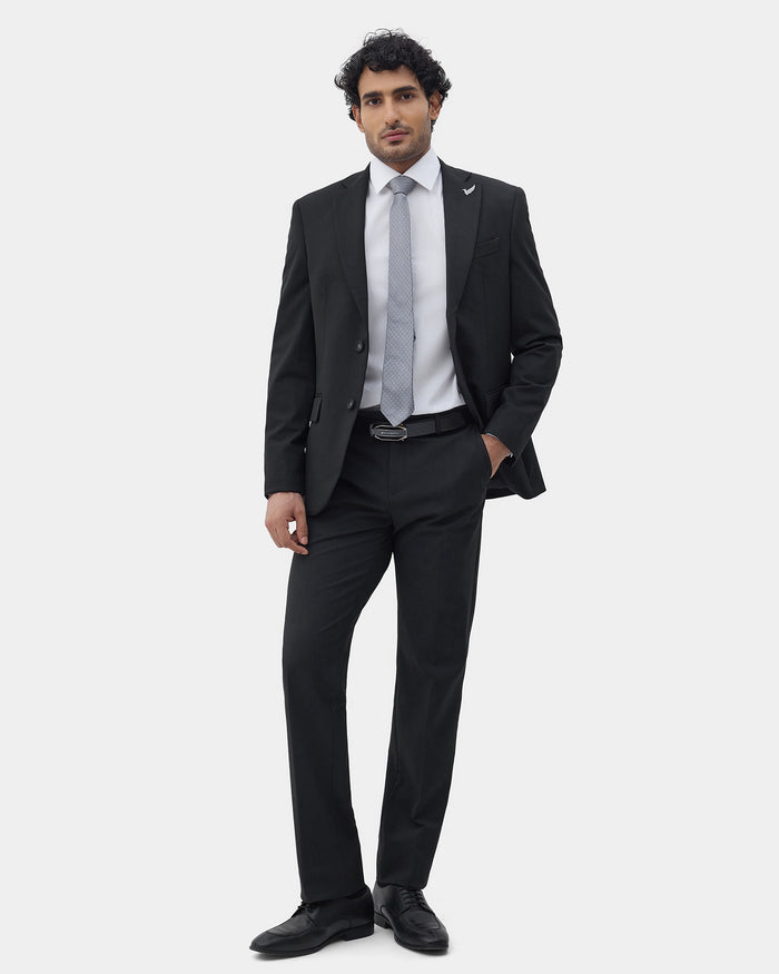 Charcoal Grey Two Piece Solid Suit - Overon