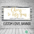cheers to fifty years black and gold birthday banner