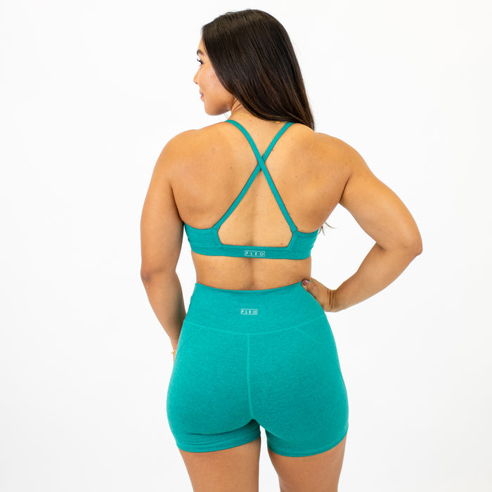 Heather Porcelain X Back Sports Bra - Chloe high neck -2