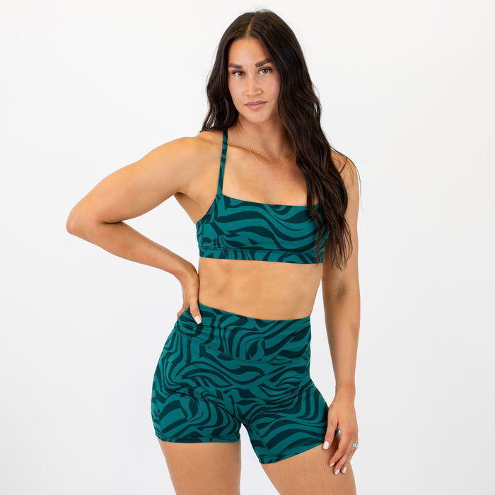 X Back Sports Bra - Chloe in Optical Storm