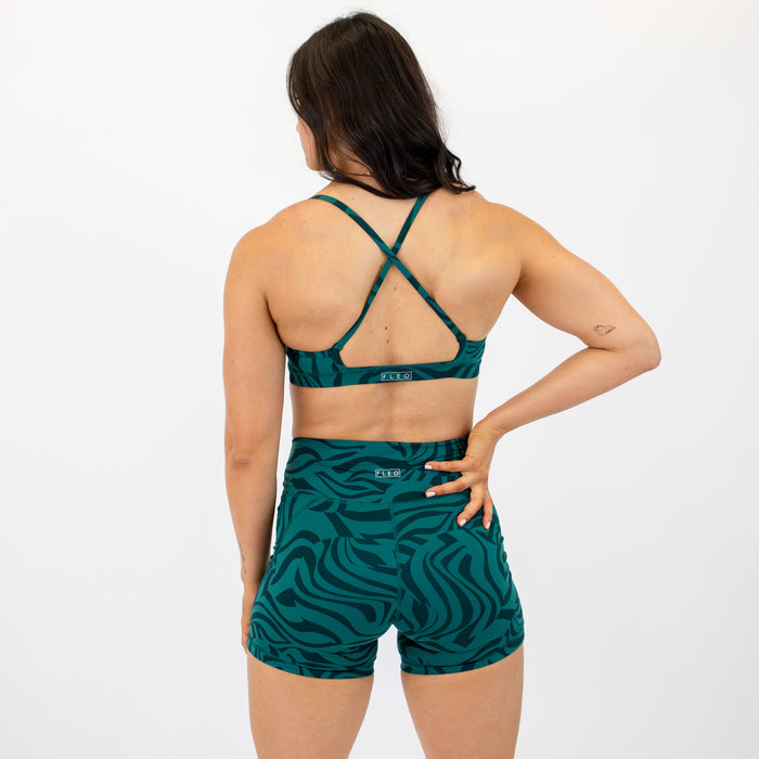 X Back Sports Bra - Chloe in Optical Storm
