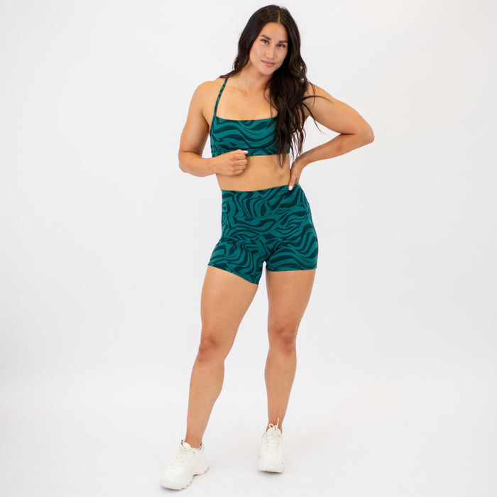 X Back Sports Bra - Chloe in Optical Storm