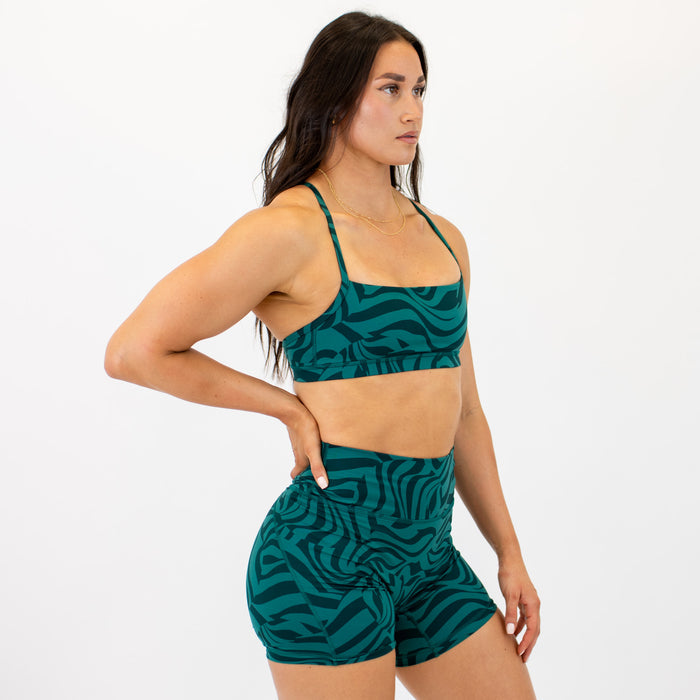 X Back Sports Bra - Chloe in Optical Storm