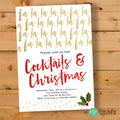 Red and gold Christmas cocktail party invitation, personalized with name and party details