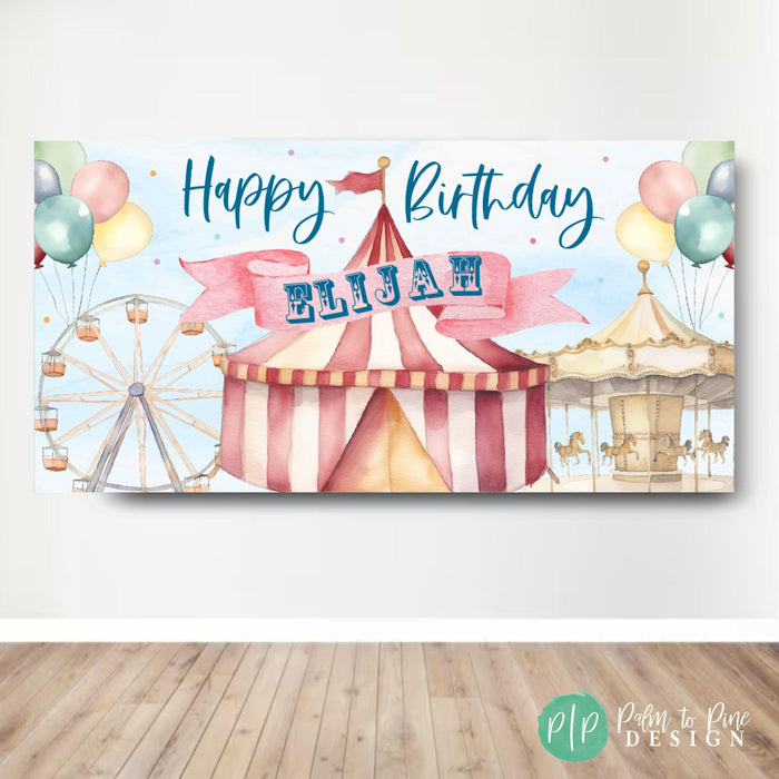 Circus Birthday Party Banner Custom Carnival
