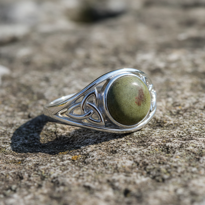 Connemara Marble Celtic Trinity Knot Ring